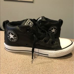 Boys Leather Converse All Star Hi-Tops